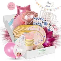 little Birthday Papierdekoration Feen Party Set für Geburtstag, Partygeschirr, Luftballons, ALLES, für 10 Kinder, 113 Teile aus einem Set