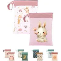 Artee Wickeltasche 2er Set Nasstasche für Wechselwäsche Kita, Kindergarten, Strand, Sport