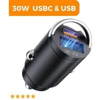 Shopbrothers Auto Schnellladegerät 30W KFZ Zigarettenanzünder KFZ-Adapter USB-C Smartphone-Ladegerät (1-tlg., 2 Port Ladegerät für das Auto)