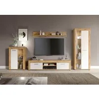 OTTO home Wohnwand AOSTA, Breite 310cm, 4-teilige Wohn-Kombination, (4-St., bestehend aus: Vitrine, Lowboard, Wandboard & Vitrine hoch), Wohnwand, Kombination, Anbauwand, Möbel Set, Schrankwand, Möbel Kombi