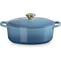 LE CREUSET Bräter Gusseisen-Bräter mit Deckel, Oval, Gusseisen, Oval, 4,43 kg, Chambray, 21178274344441