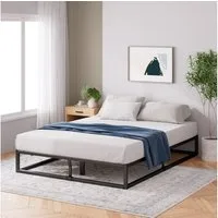 ZINUS Bettgestell Joseph - Stabiler Bettrahmen mit Holzlattenrost & Stauraum (Bis 159 kg belastbar, 1-tlg., Doppel/Einzelbett, Schwarz, 90x200 cm), Kinderleichter Aufbau, Robust