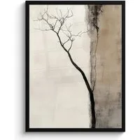 MuchoWow Poster Wabi sabi - Pflanze - Beige, (1 St), Bilderrahmen, Poster mit Rahmen, Wohnzimmer Deko, 50x70 cm