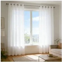 BlingBin Gardine 2er-Set Voile Vorhänge mit Ösen (4 cm) (2 St), Ösen, halbtransparent, Voile, für Schlafzimmer Wohnzimmer, Weiß, H 245 x B140cm