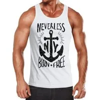 Neverless Tanktop Herren Tank Top Anker Born Free Anchor Sailing Muskelshirt Slim Fit mit Print