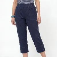 OriginalYou Caprihose Damen Stretch Hose Kurze Sommerhose mit Nadelstreifen mit elastischem Bund, auch in großen Größen erhältlich 36-50