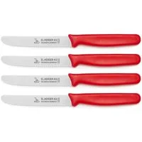 Landshop24 Brötchenmesser Brotmesser Tomatenmesser Tafelmesser 4er Set rot, Edelstahl (Spezialstahl 1.4116) konisch geschliffen