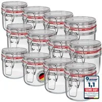 Wellgro Vorratsglas Einmachgläser mit Bügelverschluss rund, Fermentierglas, (12-tlg)
