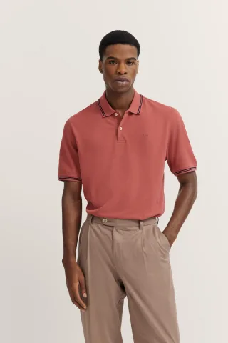 Bugatti Herren Polo mit Kontraststreifen und Bruststickerei