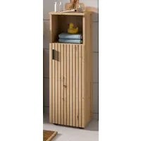 Inn.Furn Badkommode Livia (Badschrank in Eiche Artisan mit Rillen, 30 x 95 cm), Türanschlag wechselbar