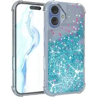 EAZY CASE Handyhülle Liquid Glittery Case für Apple iPhone 17 6,3 Zoll, Gloss Slimcover Girly Backcover Bling Phone Case kratzfeste Cover Blau