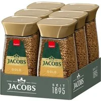 JACOBS Kaffee Löskaffee Gold 6 x 200 g Gläser löslicher Kaffee Instantkaffee 1,2 kg, (Packung, 6er Pack)