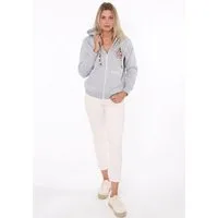 Zwillingsherz Kapuzensweatjacke Leo-Details, Langarm, Reißverschluss, Baumwollmischung
