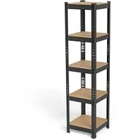 JEOBEST Schwerlastregal Kellerregal, Lagerregal 150x37x37cm, Metall, Keller/Garage /Lager, 1/2-tlg., 5 MDF-Platten Kellerregal, Steckregal (Schwarz)