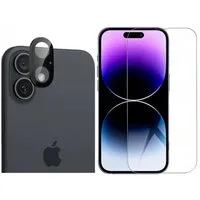 CLM-Tech Displayschutzglas 1X Schutzfolie für iPhone 16 Plus Panzerfolie 1X Kameraschutz für iPhone 16 Plus 6,7 Zoll, 2er Set Kameraglas Panzerglas Displayschutz 9H Glas, 2 Stück, Unterstützt Fingerabdruck-ID