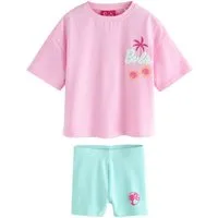 Next T-Shirt & Shorts Kurzarm-T-Shirt und Radlershorts im Set, Barbie (2-tlg)