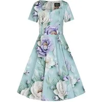 Hearts & Roses London A-Linien-Kleid Lavender Peony Floral Blumen Vintage Retro