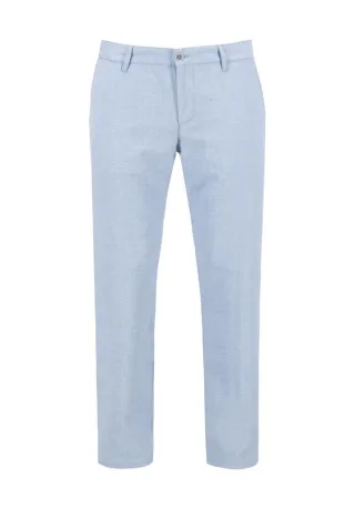 alberto jeans - Chino in leichter Baumwoll-Leinen Melange blau - Gr. - 32
