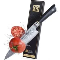 KOCHSTILIST by Kris Wu Damastmesser Premium 67-Lagen, ultra scharf - hohe Schneidleistung im edlen Design, Küchenmesser, Japan, Santoku, Chef, Messer, Damast, Schwarz, Holzgriff