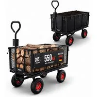 Onbest Bollerwagen Transportwagen Gitterwagen klappbar, bis 550 kg, 205 Liter Volumen, Wasserabweisende Innentasche