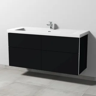 Sanipa 3way Waschtischunterbau zu Villeroy & Boch Subway 3.0 Waschtisch mit 4 Auszügen, Schwarz-Matt BS85008