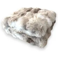 Wohndecke Premium Winter Decke Luxus Alpaka Touch » Kunstfell, VewoTex, Couchdecke 150x130cm » creme-braun melierte Kuscheldecke