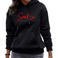 Banco Hoodie Damen Pullover Smile Unifarben Größen XS - 6XL, Unifarben, hochwertiger Druck