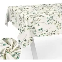 ANRO Tischdecke aus Stoff mit Blumen Pflanzen wasserabweisend Tischtuch Tischwäsche (Einzelstück 1-tlg), mit Acryl Beschichtung