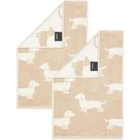 Cawö Handtuch 2 Stück Cawö We love Dogs Gästetücher 6246-33 Dackel Natur 30x50, Walkfrottier (Spar-Set, 2-St), 100% Baumwolle
