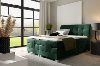 Boxspringbett Elektrisch Bett FRANCO 140x200cm in Stoff Fresh Flaschengrün