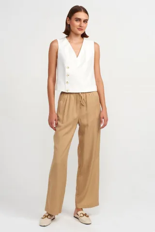 Damen Tencel-Hose mit weitem Bein und Kordelzugbund