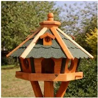 Holzdekoladen Vogelhaus Vogelhaus Holz wetterfest mit Futterautomat – mit/ohne Ständer/Solar