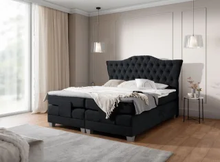 Boxspringbett Elektrisch Bett FAUSTO 180x200cm in Stoff Wind Schwarz