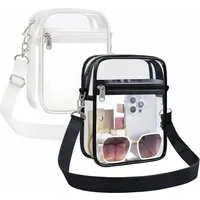 FOUORTUNATE-BEE Umhängetasche 2er Set Transparente Umhängetaschen mit Schultergurt (2-tlg), Kleine PVC-Taschen für Alltag, Reisen und Events