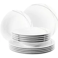 Seltmann Weiden Tafelservice Teller Set, Geschirr-Set Trio Highline (12-tlg), 6 Personen, Porzellan, Suppenteller, Made in Germany, 12 Teile, für 6 Personen