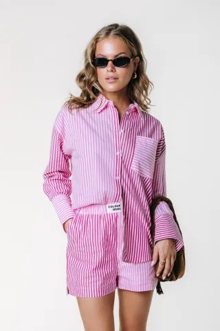 colourful rebel - Talia Contrast Stripe Blouse Light pink - Gr. - S