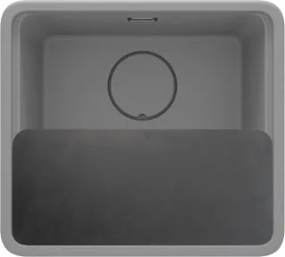 Neuesbad 1-Becken Granitspüle 450X500X229, Grau Metallic, mit SPACE SAVER NB1DEZKMS10A1