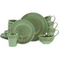 CreaTable Kombiservice Celadon, Service 16-tlg. (16-tlg), 4 Personen, Steinzeug, Elegantes Stabrelief, Farbverlauf