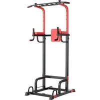 TLGREEN Kraftstation Trainingsstation, Fitnessstation, Power Tower für Training zuhause, 8-Stufig HÖhenverstellbar, Dipstange, Klimmzugstange,Rückenpolster