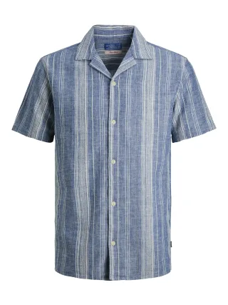 JACK&JONES - JPRBLUSUMMER LIN. BLEN DOBBY SS SHIRT SN Ashley Blue - Gr. - XXL