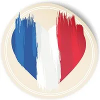 itenga Aufkleber itenga 24x Sticker FRANKREICH und – Ø 4 cm, Aufkleber im Herz-Design