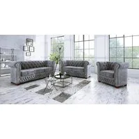 S-Style Möbel Polstergarnitur Chesterfield Leeds 3+2+1, (1x 3-Sitzer-Sofa, 1x 2-Sitzer-Sofa, 1x Sessel), mit Wellenfederung