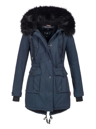 Navahoo Damen Winterjacke Luluna – Mit Teddyfell & Abnehmbarem Kunstfellkragen