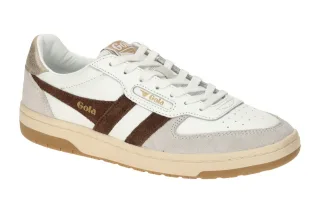 Gola CLB336WT HAWK Damen Sneaker - Wei?/Braun/Gold - Gummisohle - Bequemes Te...