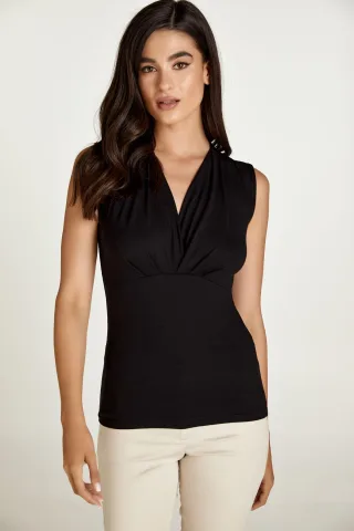 Elegantes ärmelloses Stretch-Jersey Top mit V-Ausschnitt