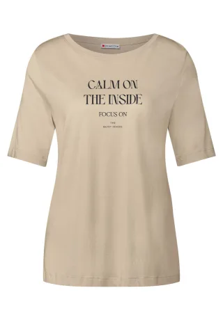 Street One - Softes Shirt mit Wording beige - Gr. - 36
