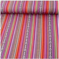 SCHÖNER LEBEN. Stoff Stoff Meterware Polyester Streifen MEXICO rot pink grün blau 150cm, pflegeleicht