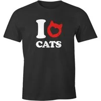 MoonWorks Print-Shirt Herren T-Shirt Spruch I love cats Katze Herz Grafik Motiv Fun-Shirt Spruch lustig Moonworks® mit Print
