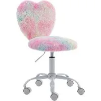 CHAIRUS Stuhl höhenverstellbarer Kinderdrehstuhl aus Kunstfell mit Herz-Rückenlehne (1 St), Schreibtischstuhl, Polsterstuhl, Drehstuhl