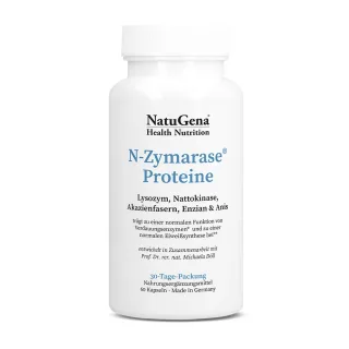 NatuGena N-Zymarase Proteine | 60 Kapseln | Bio-Akazienfaser Inavea™ | mit Enzymen, Vitaminen und Mineralstoffen | vegan